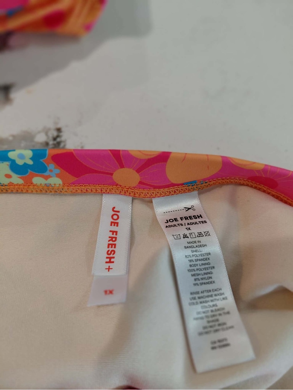 Joe Fresh Vintage-Style Floral High-Waist Bikini Set — Bright Pink & Orange 1X - Picture 4 of 8